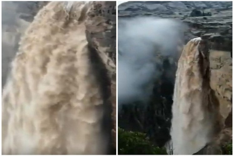 بعد هطول أمطار الخير والبركة .. شاهد: مواطنون يوثقون لحظة تساقط شلال جبال القهر بمحافظة الريث