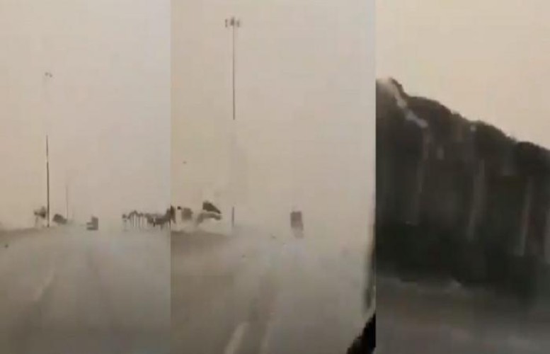 بالفيديو .. لحظة انقلاب شاحنة على الطريق الدائري بالقصيم .. والسبب الرياح
