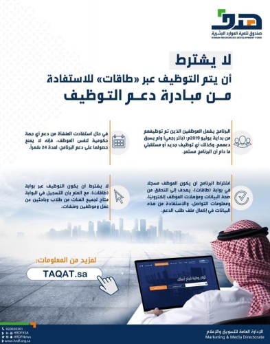 “هدف” لمنشآت القطاع الخاص: لا يشترط أن يتم التوظيف عبر “طاقات” للاستفادة من مبادرة دعم التوظيف