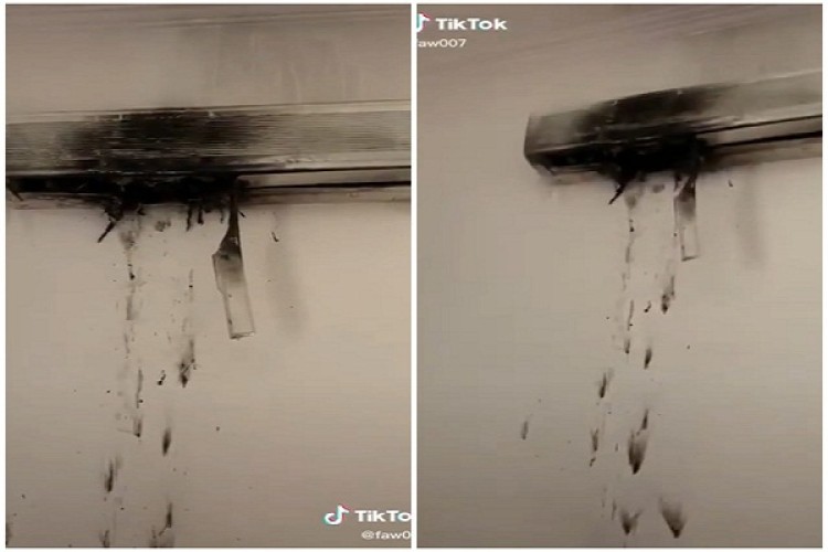 شاهد: احتراق مكيف في منزل بالمملكة وكاد أن يتسبب في كارثة .. ونصيحة هامة من صاحب المنزل !