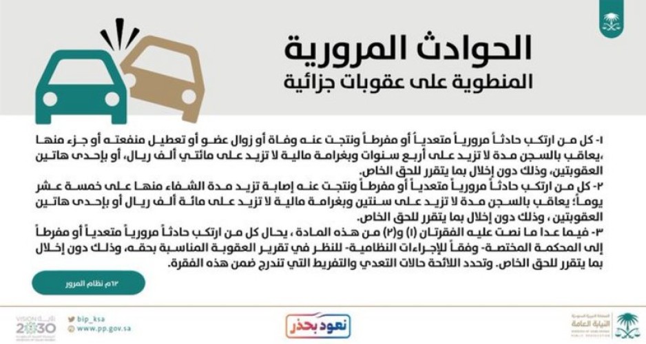 توضيح من النيابة: متى تصبح حوادث السير جرائم كبيرة؟