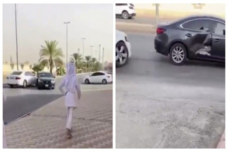 بالفيديو .. تصادم متعمد بين سيارتين في محافظة الدلم .. والسبب مجهول