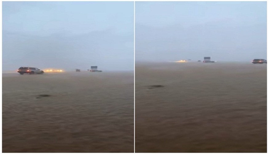 شاهد: مياه السيول تضرب المحلاني بـ”القصيم” .. وموثق الفيديو يجهش بالبكاء!