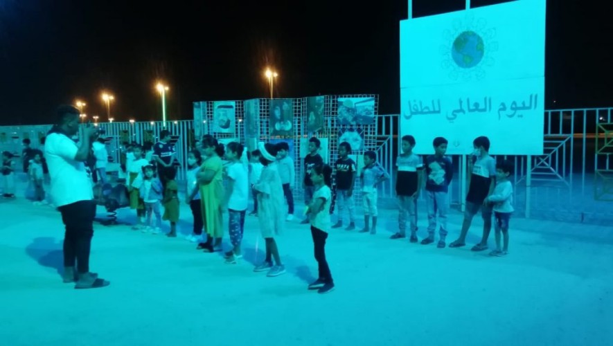 بالصور: حديقة الحد الجنوبي بمركز القفل تتزين باللون الأزرق تزامنا مع اليوم العالمي للطفل