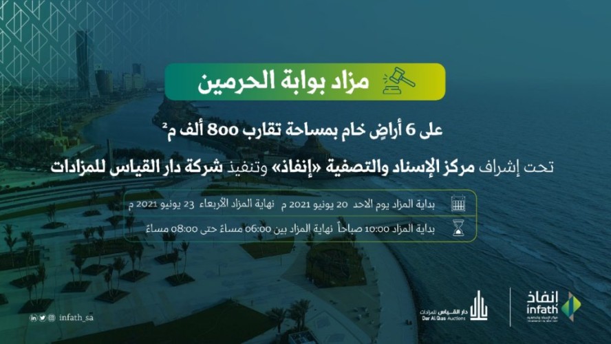 مركز الإسناد والتصفية يعلن عن إقامة “مزاد بوابة الحرمين”