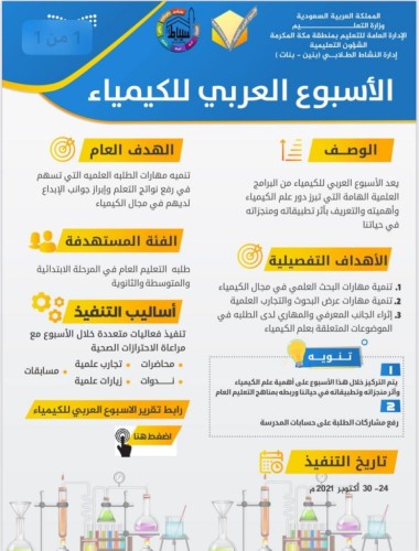 انطلاقة الأسبوع العربي للكيمياء بتعليم مكة