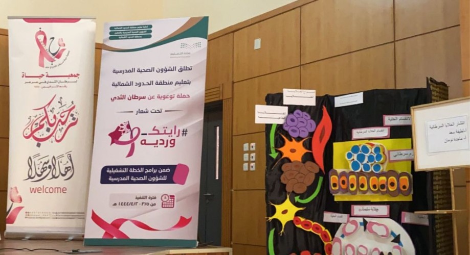 حملة توعوية لسرطان الثدي تحت شعار رايتك وردية بتعليم الشمالية