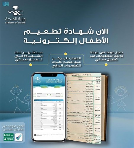 “الصحة” تجدِّد تحفيز المواطنين إلى المسارعة في تحويل كروت تطعيم أبنائهم الورقية إلى رقمية