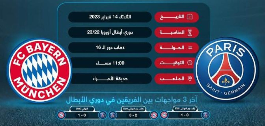 قمة مرتقبة بين باريس سان جيرمان وبايرن ميونيخ الليلة في دوري الأبطال