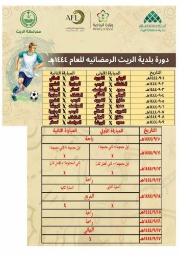 انطلاق البطولة الرمضانية على كأس بلدية الريث.. غداً