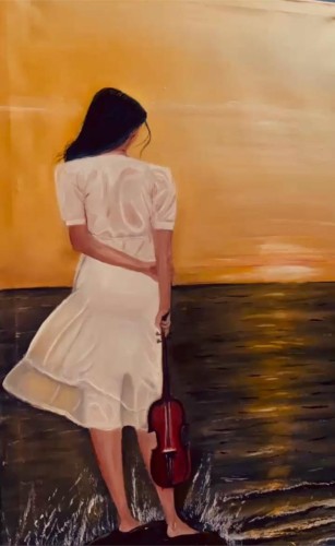 “الغروب” لوحة فنية واقعية للأستاذة العنود الحمزي