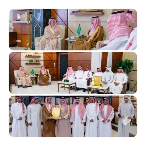 أمير الشرقية يستقبل نادي قرية العليا بمناسبة تحقيقهم بطولة المملكة للمبارزة