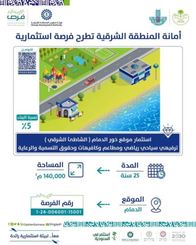 أمانة الشرقية تطرح فرصة استثمارية لتطوير خور الدمام للمستثمرين