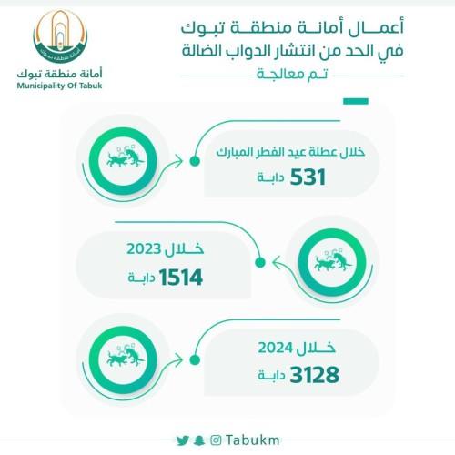 أمانة تبوك تعالج أوضاع ما يزيد عن 531 من الدواب الضالة
