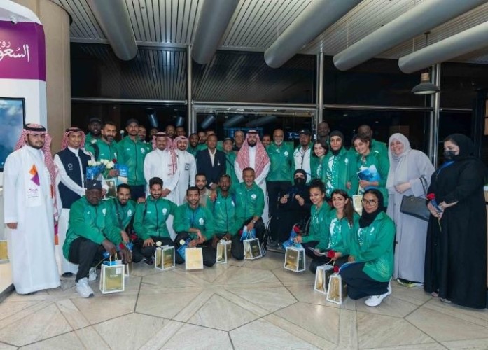 استقبال أبطال المملكة المشاركين في بطولة العالم لألعاب القوى للأساتذة بمطار الملك خالد الدولي بالرياض