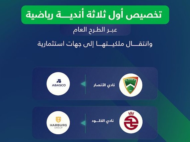 تخصيص أول ثلاثة أندية رياضية سعودية عبر الطرح العام ضمن مشروع الاستثمار الرياضي