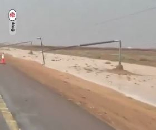 رياح قوية.. سقوط أكثر من 12 عمود كهرباء دون خسائر بشرية بطريق رياض الخبراء (شاهد)