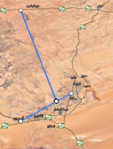 الموافقه على التصميم المقترح بتحديد مسار الطريق الرابط بين محافظة طريف ودومة الجندل بمسافة 195 كيلو متر