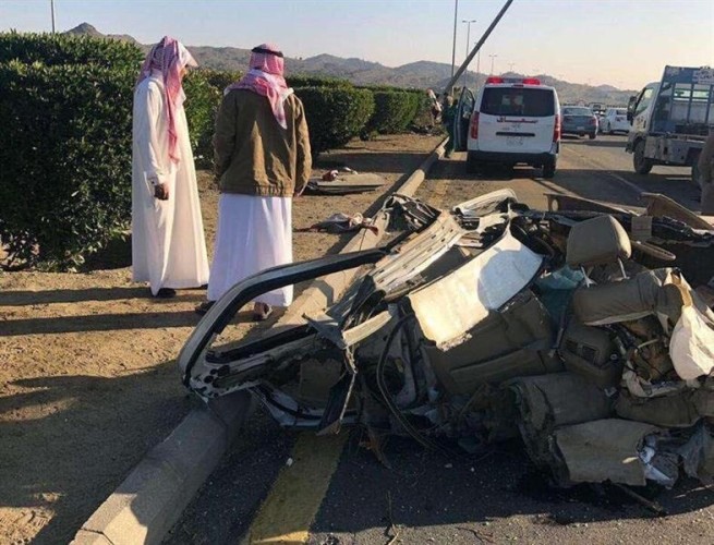 حـادث مروع يشطر مركبة جزأين ويودي بقائدها في الطائف