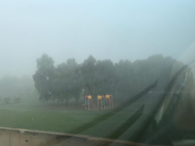 بالفيديو والصور.. الضباب يخيم على عرعر وانخفاض بدرجات الحرارة