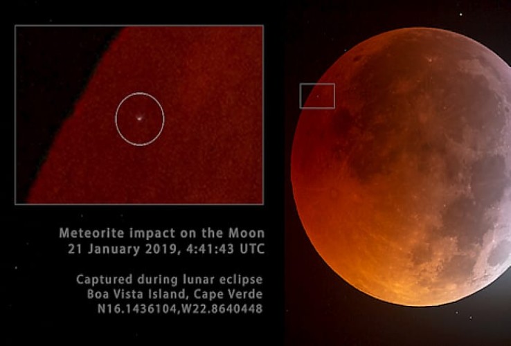 نيزك يضرب القمر أثناء الخسوف!!!