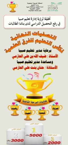 تعليم صبيا يختتم التصفيات النهائية لكأس التعليم للفرق العلمية