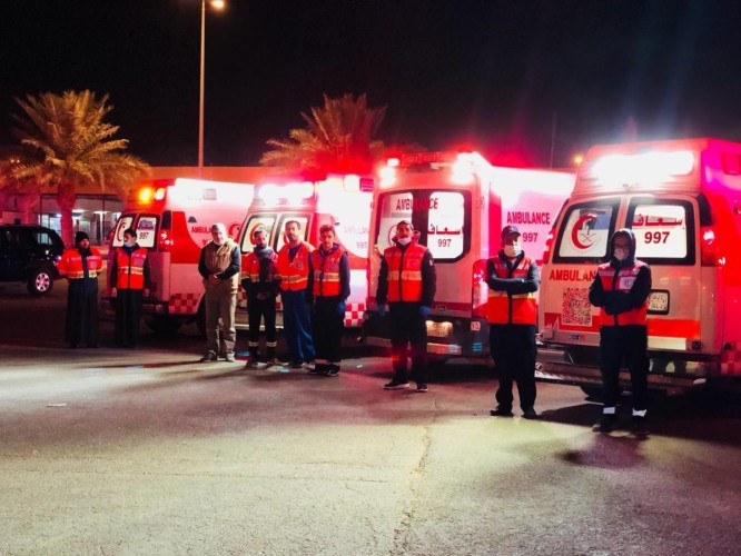 الهلال الأحمر بالجوف يستنفر المراكز الاسعافية لحريق الصناعية الجديدة بسكاكا