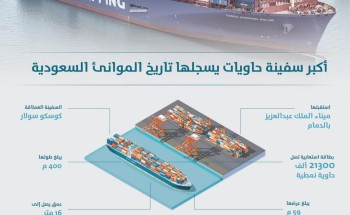 وصول أكبر سفينة حاويات في تاريخ الموانئ السعودية