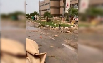 شاهد.. آثار الدمار على مستشفى حفر الباطن بعد «البردية التاريخية»