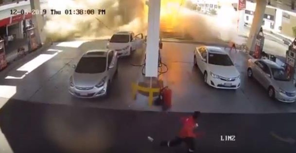 مشهد مروّع لانفجار خزان وقود داخل إحدى المحطات بالمدينة المنورة