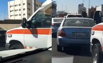 شاهد: مواطن يوثق فيديو لحظة تعطُّل سيارة إسعاف في إشارة مرور بسبب «ساهر»
