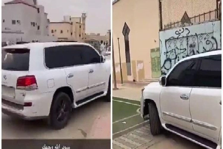 فيديو لـ”شاب” يقتحم مدرسة بالرياض ويفحط بسيارته .. والشرطة تطيح به!
