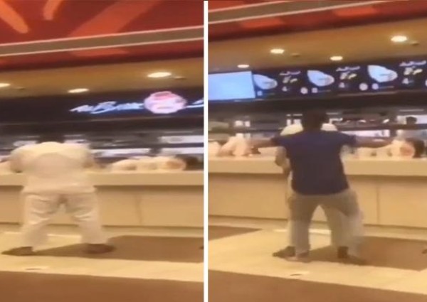 شاهد: رجل يقتحم مطعم البيك بالرياض بسكين .. وفيديو يرصد لحظة القبض عليه!