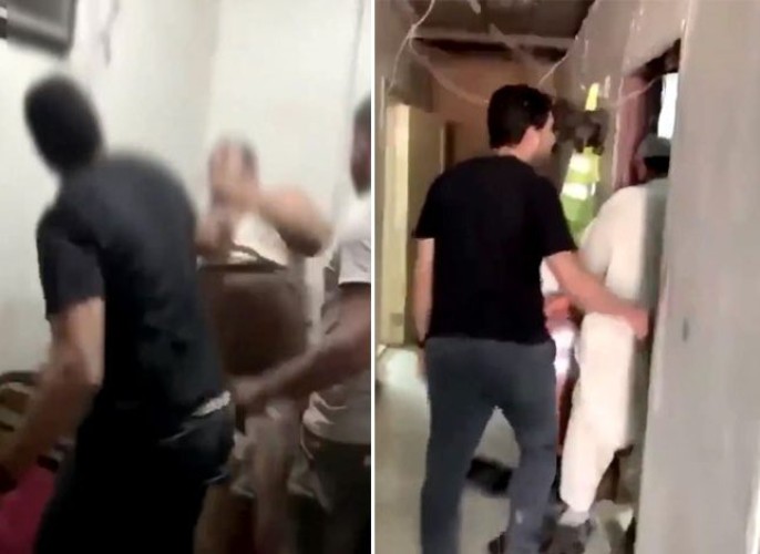 شاهد: وافد عربي يقتحم سكن عمال ويعتدي على مقيم آسيوي بوحشية في الرياض