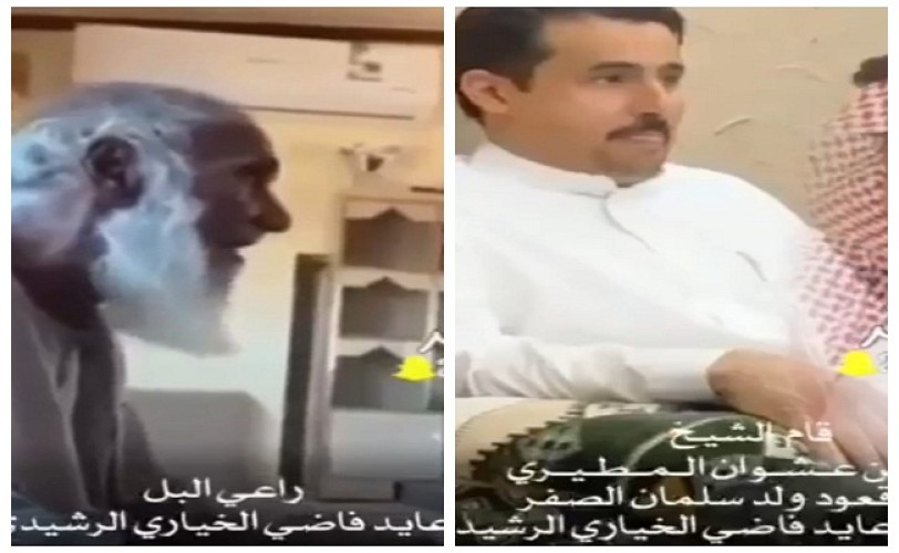 بالفيديو: مسن يتحدث عن قعود “صفر بن عشوان” .. والشيخ أحمد بن عشوان يهديه قعود ويطالبه بالتواصل معه