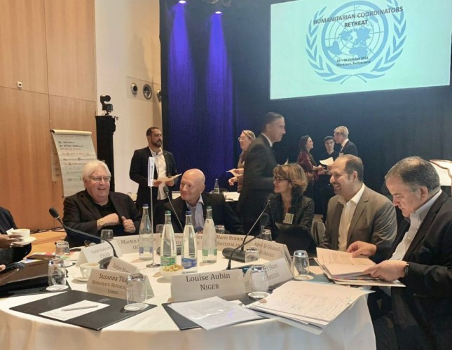 رئيس مجموعة المانحين لدعم مكتب الأمم المتحدة (الأوتشا) يجتمع مع منسقي الشؤون الإنسانية بمدينة منتيرو السويسرية
