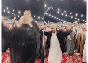 بالفيديو .. سناب بيرق الإعلام يوثق مشهد لوافد باكستاني يرقص على أنغام الشيلات السعودية في حفل زفاف “سبع الليل”