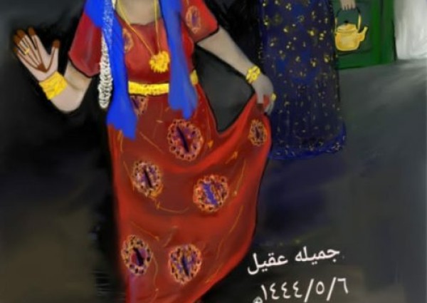 ‘جَحْلي’ لوحة فنية للفنانة التشكيلية الاستاذة جميلة عقيل