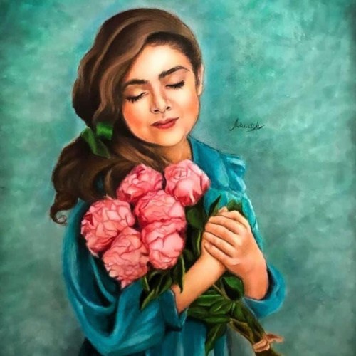 ” المرأة النادرة “لوحة فنية للفنانة التشكيلية أسماء نهاري