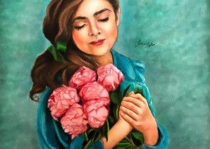 ” المرأة النادرة “لوحة فنية للفنانة التشكيلية أسماء نهاري