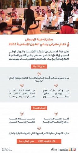 هيئة الموسيقى تُشارك غداً في ختام معرض بينالي الفنون الإسلامية 2023 بجدة