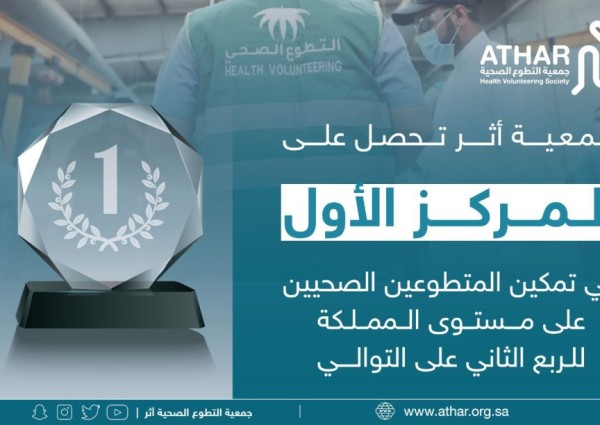 جمعية التطوع الصحية تحقق المركز الأول على مستوى المملكة في تمكين المتطوعين