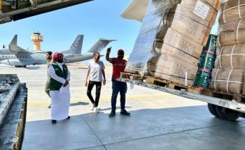 وصول الطائرة الإغاثية السعودية الـ 46 لإغاثة الشعب الفلسطيني في قطاع غزة التي يسيّرها مركز الملك سلمان للإغاثة