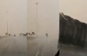 بالفيديو .. لحظة انقلاب شاحنة على الطريق الدائري بالقصيم .. والسبب الرياح