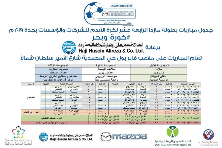افتتاح بطولة ” مازدا ” الرابعة عشر لكرة القدم بجدة اليوم السبت