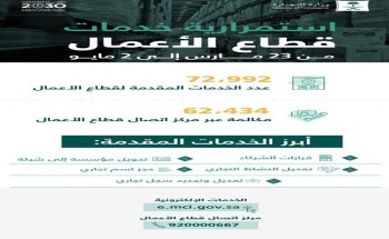 “التجارة”: أكثر من 72 ألف خدمة الكترونية قدمت لقطاع الأعمال “التجارة”: أكثر من 72 ألف خدمة الكترونية قدمت لقطاع الأعمال