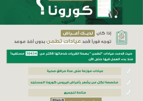 أكثر من 30 ألف مستفيد من خدمات عيادات تطمّن في القريات