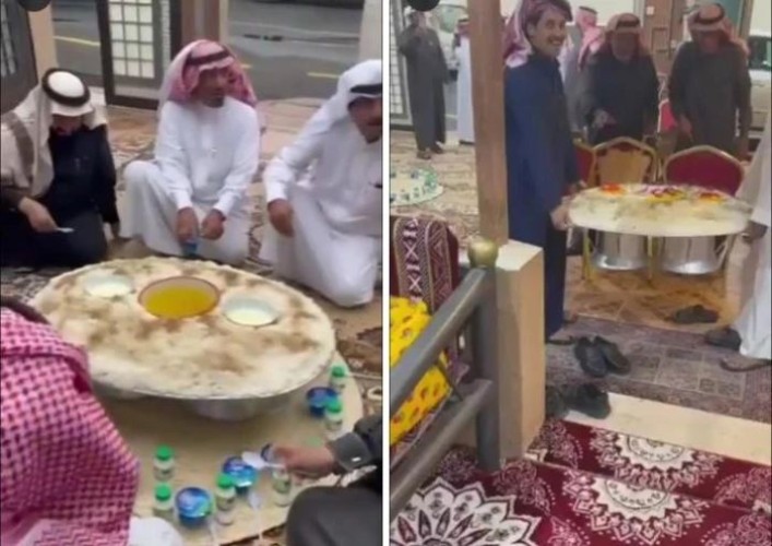 شاهد.. المواطن «عبدالله الرشيدان» يستضيف أهالي قريته ويقدم لهم وجبة المطرية احتفالاً بهطول الأمطار على حائل