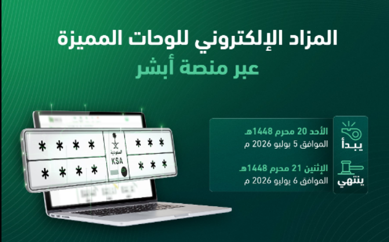 «المرور»: طرح مزاد اللوحات الإلكتروني غدًا الأحد