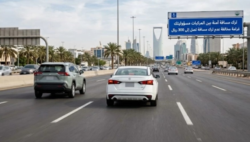 الأمن العام يحذّر السائقين: ترك مسافة الأمان مخالفة مرورية وغرامتها تصل إلى 300 ريال